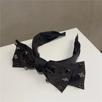 Nouvel arrivage de styliste coréen de luxe avec nœud papillon en strass cristal élégant accessoires de cheveux doux et décontractés
