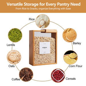 Simple <strong>Wooden</strong> Sliding Cover Moisture-Proof Space-Saving Kitchen <strong>Storage</strong> <strong>Box</strong> for Grains Cereals Coffee Beans &amp; Oatmeal - Product Image 6