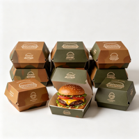 Boîtes d'emballage pour la restauration rapide avec logo personnalisé imprimé, boîte à emporter, laminage mat, gaufrage, estampage à chaud, emballage pour poulet frit, boîtes en papier