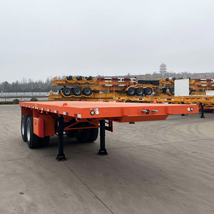 Nhà Máy Giá Mới Màu Xanh Lá Cây Tùy Chỉnh 12M 2 3 Trục 20ft <span class=keywords><strong>40ft</strong></span> Phẳng <span class=keywords><strong>Container</strong></span> Khung Xe Giường Phẳng Thấp Máy Xúc <span class=keywords><strong>Semitrailer</strong></span> Phẳng - Product Image 3