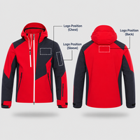 Veste de ski imperméable et coupe-vent pour homme, rouge marine, 3 couches, à capuche, veste de snowboard, hiver, logo personnalisé, fabricant OEM en gros
