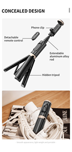 Trípode Mini TOKQI-Q12, Diseño Oculto de Aluminio, Reforzado, Ligero, Soporte para Móvil - Product Image 5