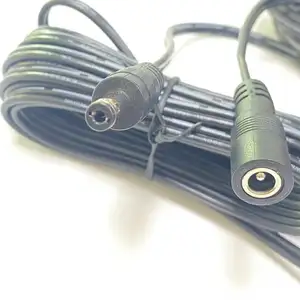 Conector macho de CC de 5,5mm x 2,1mm a cable de alimentación de enchufe de barril hembra para cámaras CCTV tira de luz LED y más