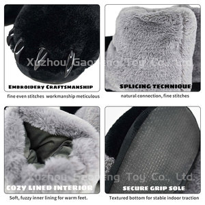 Pantoufles d'intérieur unisexes en fausse fourrure moelleuse, antidérapantes, chaudes, en forme de <span class=keywords><strong>patte</strong></span> de <span class=keywords><strong>dinosaure</strong></span>, personnalisables - Product Image 5