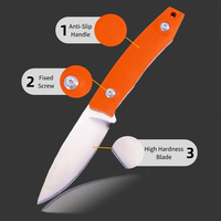 Couteau de poche en acier inoxydable à manche G10 orange à lame fixe pour la chasse et le camping Personnalisation OEM de qualité bricolage Logo gravé au laser