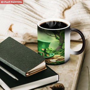 แก้วกาแฟเซรามิกเคลือบด้าน 11 ออนซ์ ไวต่อความร้อน สีดำ แก้วงานฝีมือ DIY ลายวันเซนต์แพทริค - Product Image 3