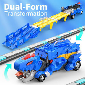 Circuit de course de dinosaures pour enfants, transforme les dinosaures en monstres, voiture de course, camion jouet avec 2 véhicules jouets en alliage moulé sous pression à friction - Product Image 3