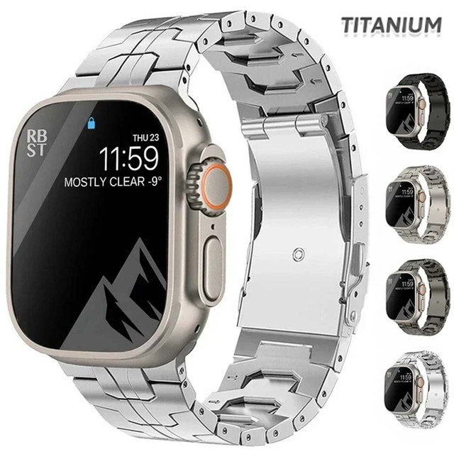 Titanium Strap for Apple Watch Ultra2 49mm 45 46 44mm 38mm 41mm Band Luxury Men's Style Bracelet for IWatch SE 10 9 8 7 6 5 4 3