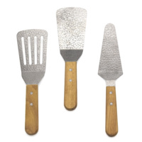 Spatule de cuisine multifonctionnelle en acier inoxydable avec manche en bois pour steak et gâteau
