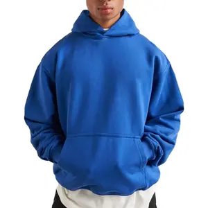 Herren Blue Pullover Schwergewicht Baumwolle Hoodie Logo Benutzer definierte Strass Hoodie Dick Blank Unisex Französisch Terry Übergroße Hoodies