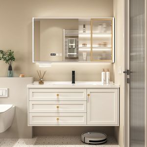 Factory Supply High end Wall Mounted Smart Bathroom Vanity with Ceramic Basin and MDF Plywood Cabinet for Modern Villa - Product Image 4