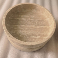 Vente en gros d'usine, gamelle de luxe moderne pour animaux de compagnie, motif marbre travertin beige, finition polie, pour villa