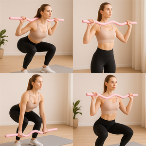 Barra con Pesi <span class=keywords><strong>in</strong></span> Silicone per Squat e Modellamento del Corpo, Unisex, Rosa Macaron, per Palestra, Fitness, Yoga, Pilates, Allenamento Aerobico - Product Image 6