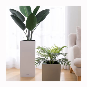 Macetas Rectangulares de Diseño Nuevo para Interiores, Macetas Largas Negras para Flores, Macetas Combinadas de Plástico Blanco - Product Image 1