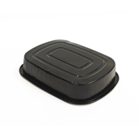Récipient rectangulaire jetable de repas de déjeuner d'or noir de 52OZ Steamable et ovenable fait de papier d'aluminium avec du plastique d'ANIMAL FAMILIER de pp