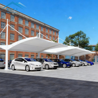 Abri de voiture de haute qualité, durable, grande structure en acier, tissu PVDF, simple ou double, imperméable, tente de stationnement pour voiture