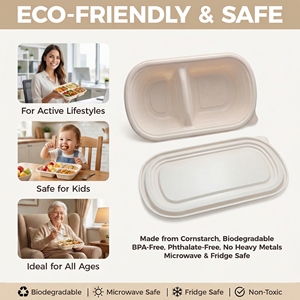 Kotak Kue <span class=keywords><strong>Burger</strong></span> Sekali Pakai Biodegradable dari Pati Jagung, Desain Kokoh, Anti Bocor, Dapat Digunakan di Microwave, Tahan Minyak, Promo Harga Spesial - Product Image 2