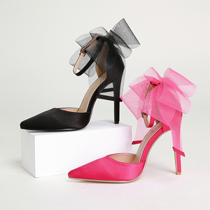 2025 Oversized Bow Left and Right Asymmetric Pointed Toe Stiletto Women's Shoes Fashion Trend Anti-Slip for Spring and Summer - Product Image 4