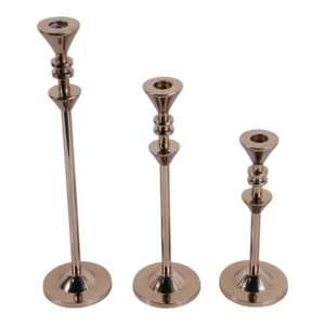 Set di tre portacandele in metallo, moderni e alti, per centrotavola e decorazioni per la casa - Product Image 4