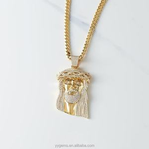 Vente flash, pendentif Jésus en argent 925 plaqué or jaune, diamants Moissanite GRA, pendentif personnalisé, statue de Jésus, pendentifs de prière, bijoux - Product Image 3