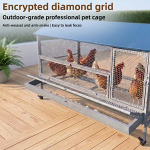 <span class=keywords><strong>Poulailler</strong></span> extérieur robuste pour poules pondeuses en acier galvanisé avec plateau en plastique écologique et <span class=keywords><strong>fermeture</strong></span> à bouton pour petits animaux, utilisable toutes saisons - Product Image 6