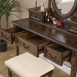 Coiffeuse rétro en bois massif avec boîte de rangement Mobilier miroir pour <span class=keywords><strong>petite</strong></span> <span class=keywords><strong>chambre</strong></span> ou appartement Slow Tone - Product Image 2