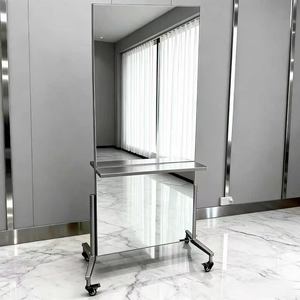 Espejo de Piso para Peluquería de Acero Inoxidable, Espejo Móvil de Doble Cara, Espejo de Peluquería, Famoso en Internet - Product Image 2