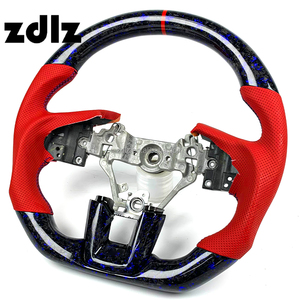 Volante de Coche <span class=keywords><strong>2022</strong></span> 2023 para Subaru VX WRX <span class=keywords><strong>STI</strong></span> <span class=keywords><strong>Forester</strong></span>, Personalizado, de Cuero Rojo Perforado, Fibra de Carbono Forjada - Product Image 3