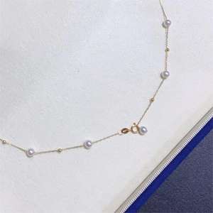 Collar de Perlas de Agua de Mar Genuinas de 5-6 mm, Colección Nueva de Zhuji Pearl 2025, Elegante, con Estrella de Cáñamo, Oro de 18K para Clavícula - Product Image 4