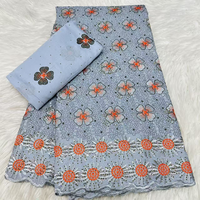 Dentelle suisse de haute qualité NI.AI, tissu en coton brodé de fleurs colorées avec pierres, style nigérian pour vêtements féminins