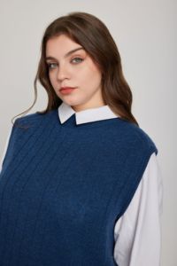 Gilet in maglia da <span class=keywords><strong>donna</strong></span> a costine verticali, girocollo, senza maniche, elasticizzato, a collo alto, per indossare sotto, maglione sottogiacca - Product Image 5