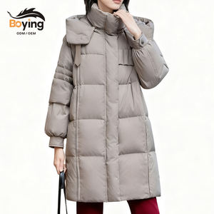 Veste en duvet d'oie à capuche palangre imperméable élégante pour femmes avec coquille en polyester-hiver nouveauté veste en duvet pour femmes - Product Image 1