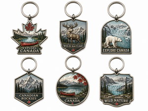 Porte-clés souvenir de <span class=keywords><strong>voyage</strong></span> personnalisé en alliage de zinc imprimé en 3D, paysage urbain de Toronto, Vancouver, Montréal, feuille d'érable - Product Image 6