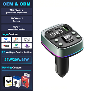 Portable <strong>Car</strong> Kit PD Fast Charge Dual USB <strong>Hands</strong>-<strong>Free</strong> Phone Charger BT5.0 MP3 Player Wireless FM Transmitter 10m Range Cigarette - Product Image 1