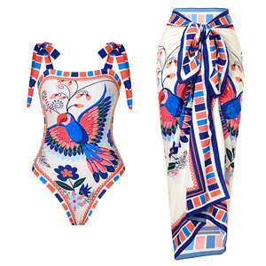 2025 Custom Design Swimming Suit Women Beach Bathing Suit Swimwear Golden Starfish Ruched Cutout Tow Piece Swimsuit and <strong>Skirt</strong> - Product Image 4