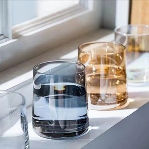 Transparent Glass Cup Smoky Gray Amber Color Single Cup For Home Party Use Solid Color Design - Product Image 1