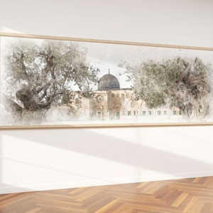 Peinture à l'huile artisanale d'oliviers encadrée, art mural Palestine pour hôtel, maison, appartement, espace de coworking, décoration murale - Product Image 2