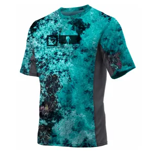 T-shirt camouflage pour hommes, haute qualité, logo personnalisé, sublimation graphique, plein air, chasse, pêche, vente en gros