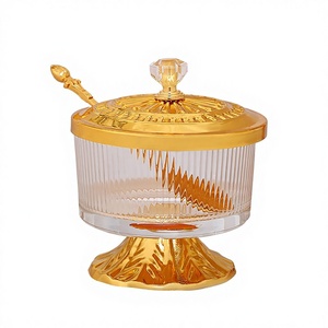 Pot à sucre en verre de luxe de style européen, décor réglable pour cuisine et salon, idéal pour le stockage du <span class=keywords><strong>sel</strong></span>, de la <span class=keywords><strong>sauce</strong></span> <span class=keywords><strong>soja</strong></span>, du vinaigre et des collations - Product Image 1
