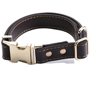 <span class=keywords><strong>Collar</strong></span> de perro de piel de vaca real de patrón sólido con cierre de botón <span class=keywords><strong>Collar</strong></span> de hebilla acolchado para mascotas suministros personalizables para mascotas - Product Image 1