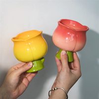 Charmantes tasses en céramique inspirées des tulipes de couleur personnalisée sans poignée tasse florale de décor à la maison parfaite pour les moments de café et de thé