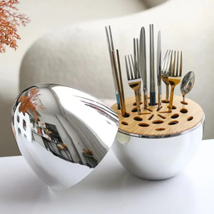 Bộ đồ ăn đặt 24-Piece vàng bạc hình trứng thép không gỉ Flatware Set cao cấp dao kéo thiết lập ánh sáng sang trọng Bộ đồ ăn đầy màu sắc - Product Image 4