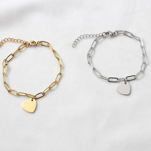 מפעל סיטונאי חדש מצופה זהב נירוסטה ללא צמיד קסם לב לנשים - Product Image 4