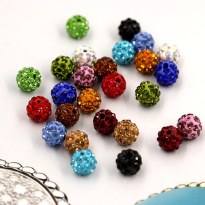 สร้อยข้อมือพลอยเทียมแบบทำมือลูกปัดมีรูร้อยลูกปัดลูกบอลเพชรหลาก<span class=keywords><strong>สี</strong></span> - Product Image 1