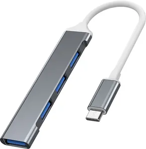 Dok ekspansi HUB, USB 3.0 4 Port Tipe C ke Hub USB 4 In 1, adaptor stasiun Dok