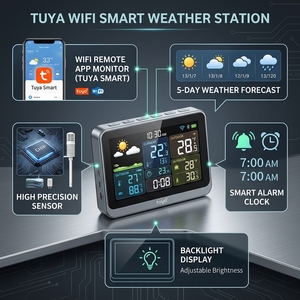Stazione <span class=keywords><strong>Meteo</strong></span> Digitale WiFi Tuya Smart con Termometro Igrometro Interno/Esterno e Sensore Wireless per Monitoraggio e Controllo Remoto tramite App - Product Image 3