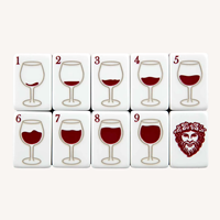 Collection de luxe de tuiles de mahjong US de designer, 160 pièces, en acrylique blanc, motif floral verre à vin, jeu de société
