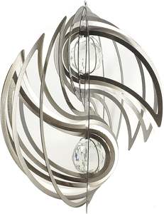 Crystal Yin Yang 3D Wind Spinner Acero inoxidable Wind Spinners 3D Rotating <span class=keywords><strong>Gazing</strong></span> <span class=keywords><strong>Ball</strong></span> Twister Outdoor Metal Wind Spinner Garden - Product Image 3