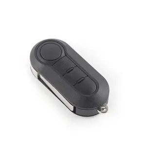 Fiat Folding Car Key Shell Frosted Textured Drop Proof Black 2-button Car Adapter