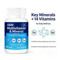 Comprimés multivitaminés et minéraux pour adultes, 14 vitamines, soutient la santé immunitaire, 60 unités, OEM/ODM